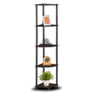 5-Tier Corner Display Shelf Bookcase in Espresso & Black
