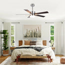 52 Inch Double-sided Blades Modern Downrod Mount Ceiling Fan with Main/Side LED Light