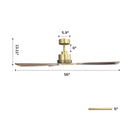 56 Inch Soft Brass Solid Wood Blades LED Ceiling Fan with Remote Control