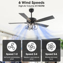 52 Inch Levi Double-sided Blades Downrod Mount LED Ceiling Fan with Remote Control