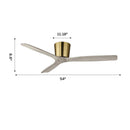 54 Inch Ward Solid Wood Blades Flush Mount Ceiling Fan with Remote Control