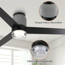 52 Inch Pearl Black RGB LED Smart Fan with Remote and App Control
