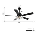 52 Inch Rory Modern Downrod Mount LED Ceiling Fan with Remote Control