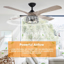52" Tata Nagar Farmhouse Downrod Mount Reversible Crystal Ceiling Fan with Lighting and Remote Control