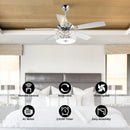 52" Tibuh Modern Crystal Chandelier Ceiling Fan with Led Light And Remote Control 5 Blades Chrome