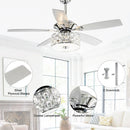 52" Tibuh Modern Crystal Chandelier Ceiling Fan with Led Light And Remote Control 5 Blades Chrome