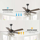 52" Tibuh Modern Crystal Chandelier Ceiling Fan with Led Light And Remote Control 5 Blades Chrome
