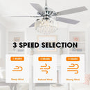 52" Elkton Modern Reversible Crystal Fandelier with Lighting and Remote Control