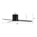 48" Flush Mount Ceiling Fan 3 Blades with LED Lighting and Remote Control