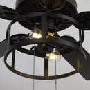 52" Urbana In Indoor Matte Black Industrial Ceiling Fan with Pull Chain and Light Kit