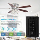 48" Modern Chrome Flush Mount Reversible Crystal Ceiling Fan with Lighting and Remote Control