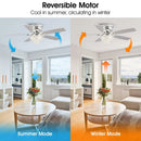 52" Modern Chrome Flush Mount Reversible Crystal Ceiling Fan with Lighting and Remote Control
