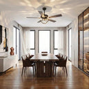 52" 6 Speed DC Black Ceiling Fan with Lighting