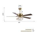 52 Inch Boyd Antique-bronze Golden Downrod Mount RGB LED Smart Fan