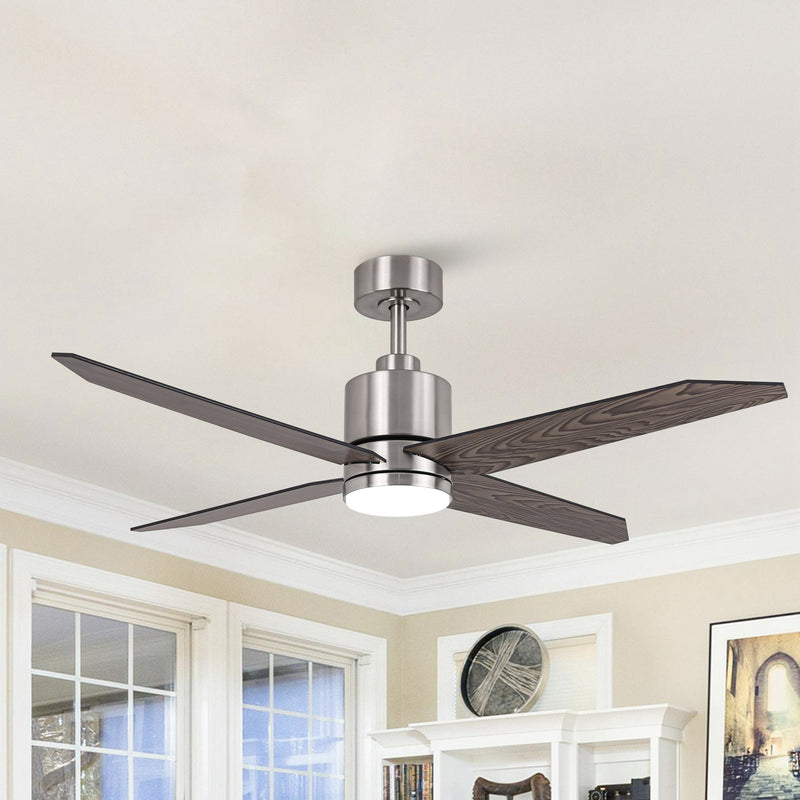 52" Ashby Industrial Satin Nickel DC Motor Ceiling Fan with LED Lighting and Remote Control