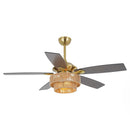 52 Inch Danube Farmhouse DC Motor Golden Downrod Ceiling Fan with Light