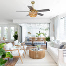 52 Inch Danube Farmhouse DC Motor Golden Downrod Ceiling Fan with Light