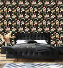 Black Floral Brightly Wallpaper