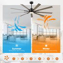 72 Inch Aries Black Downrod Mount LED Windmill Ceiling Fan with Remote Control