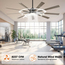 72 Inch Aries Black Downrod Mount LED Windmill Ceiling Fan with Remote Control