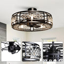 27" Wright Modern DC Motor Downrod Mount Reversible Crystal Ceiling Fan with Lighting and Remote Control