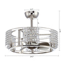 24" Modern DC Motor Satin Nickel Downrod Mount Reversible Crystal Fandelier Ceiling Fan with Lighting and Remote Control