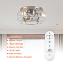 12" Flush Mount Low Profile Caged Small Ceiling Fan with Light and Remote Control