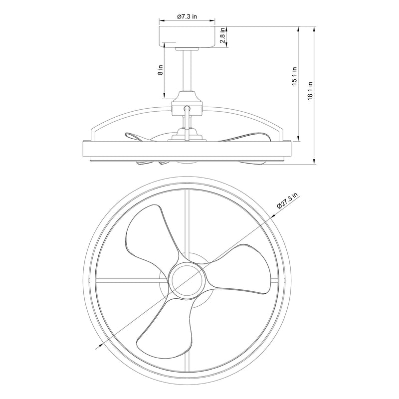 27" Arthur Industrial DC Motor Downrod Mount Ceiling Fan with Lighting and Remote Control