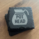 Laser-Etched Slate Coasters – Coffee Lover Gift | Natural Stone Drink Coasters