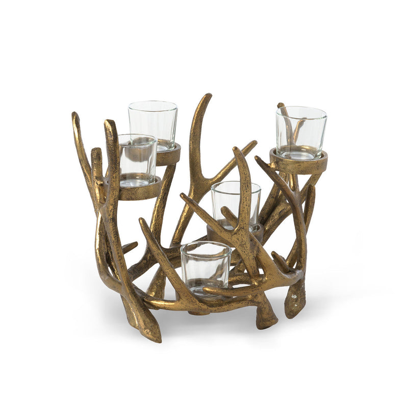 Lovecup Antler Cast Aluminum Centerpiece with Glass Votives L261