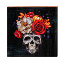 Farmhouse Halloween Flower Skull Dark Sign | Wall Art Print on Real Wood
