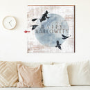 Personalized Farmhouse Halloween Flying Witch Sign | Customizable Wall Art Print on Real Wood