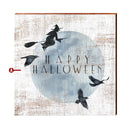 Personalized Farmhouse Halloween Flying Witch Sign | Customizable Wall Art Print on Real Wood