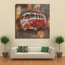 Red Hippie Surfer Van Peace Sign 3D Wall Art Metal Cutout Painting Decor
