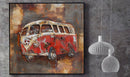 Red Hippie Surfer Van Peace Sign 3D Wall Art Metal Cutout Painting Decor