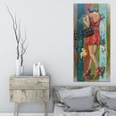 Fashionable Young Woman in Red Dress 3D Wall Art Mixed Media Painting