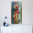 Fashionable Young Woman in Red Dress 3D Wall Art Mixed Media Painting