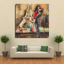 Lovers Couple Eiffel Tower Paris France Romance Love Metal & Wood 3D Wall Art Mixed Media Painting