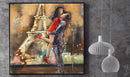 Lovers Couple Eiffel Tower Paris France Romance Love Metal & Wood 3D Wall Art Mixed Media Painting
