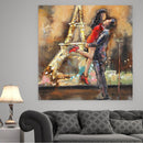 Lovers Couple Eiffel Tower Paris France Romance Love Metal & Wood 3D Wall Art Mixed Media Painting