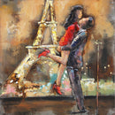 Lovers Couple Eiffel Tower Paris France Romance Love Metal & Wood 3D Wall Art Mixed Media Painting