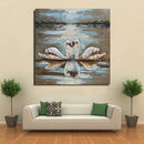 Two Swans Heart Shaped Love Romance 3D Mixed Media Wall Art Painting Metal Cutout