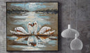 Two Swans Heart Shaped Love Romance 3D Mixed Media Wall Art Painting Metal Cutout