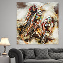 Cyclists Bicycle Race Tour de France Metal & Wood 3D Wall Art Mixed Media Painting