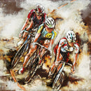 Cyclists Bicycle Race Tour de France Metal & Wood 3D Wall Art Mixed Media Painting