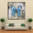 Blue Butterfly 3D Wall Art Painting Metal Cutout Canvas Decor