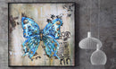Blue Butterfly 3D Wall Art Painting Metal Cutout Canvas Decor