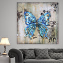 Blue Butterfly 3D Wall Art Painting Metal Cutout Canvas Decor