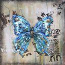Blue Butterfly 3D Wall Art Painting Metal Cutout Canvas Decor