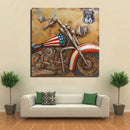 Evel Knievel Style American Flag Motorcycle 3D Wall Art Metal Cutout Painting